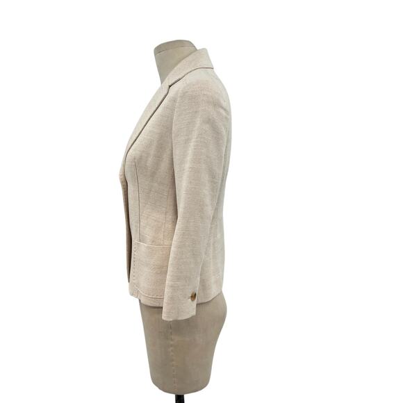 Burberry London Suit Blazer Linen Blend Tan Cream Beige Size 38 US 4 - Picture 7 of 15